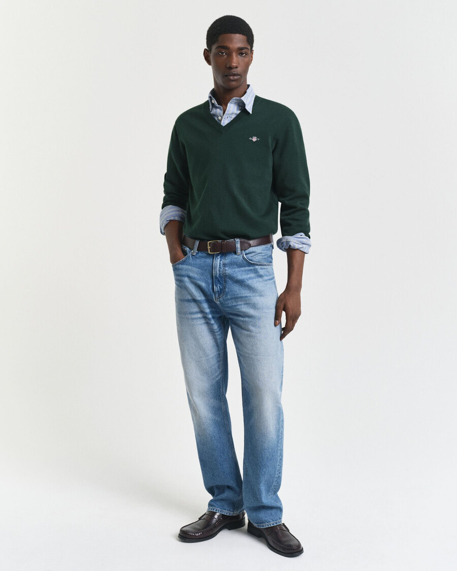 klassieke katoenen v-hals trui - tartan groen