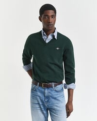 klassieke katoenen v-hals trui - tartan groen