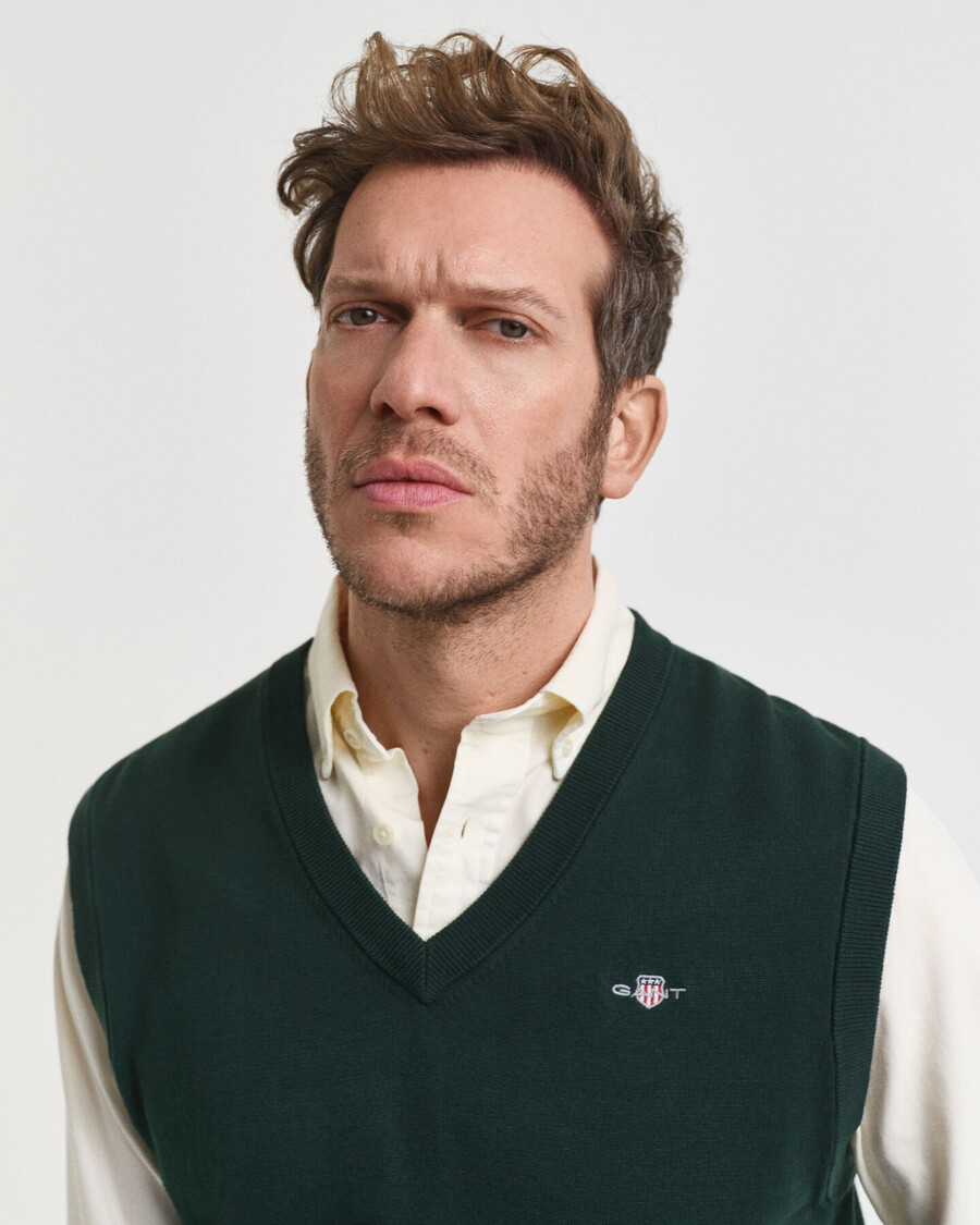 klassiek katoenen vest - groen met ruitpatroon