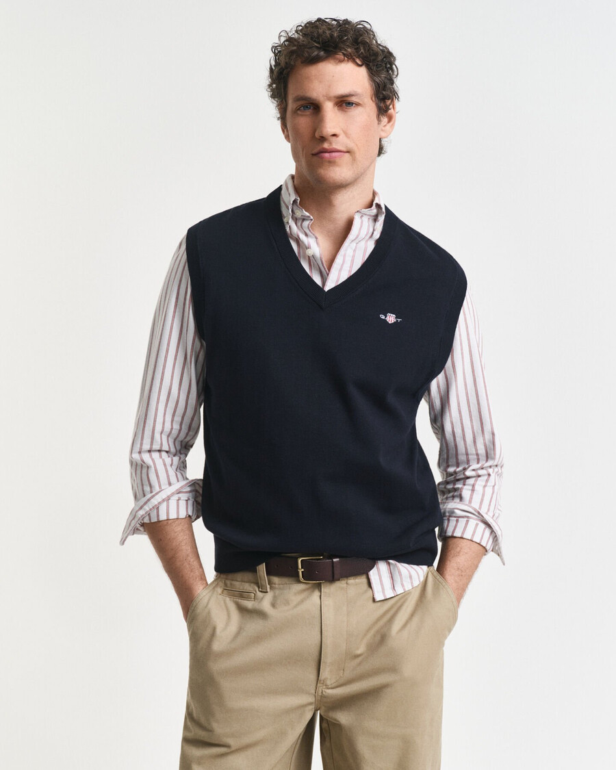 klassiek katoenen vest - avondblauw