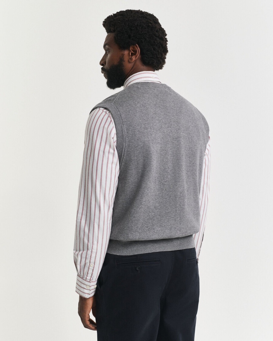 klassiek katoenen vest - donkergrijs gemêleerd