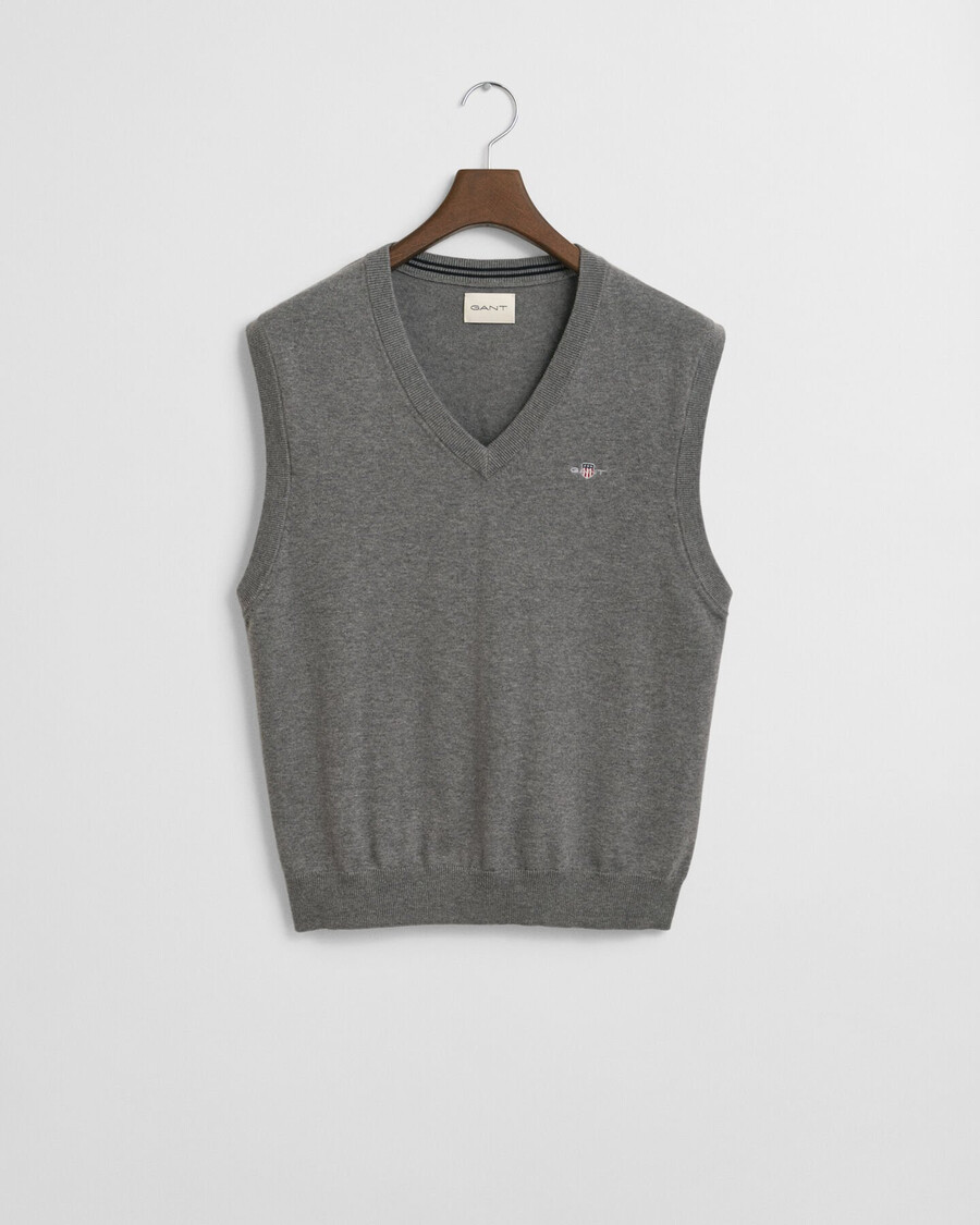 klassiek katoenen vest - donkergrijs gemêleerd