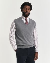 klassiek katoenen vest - donkergrijs gemêleerd