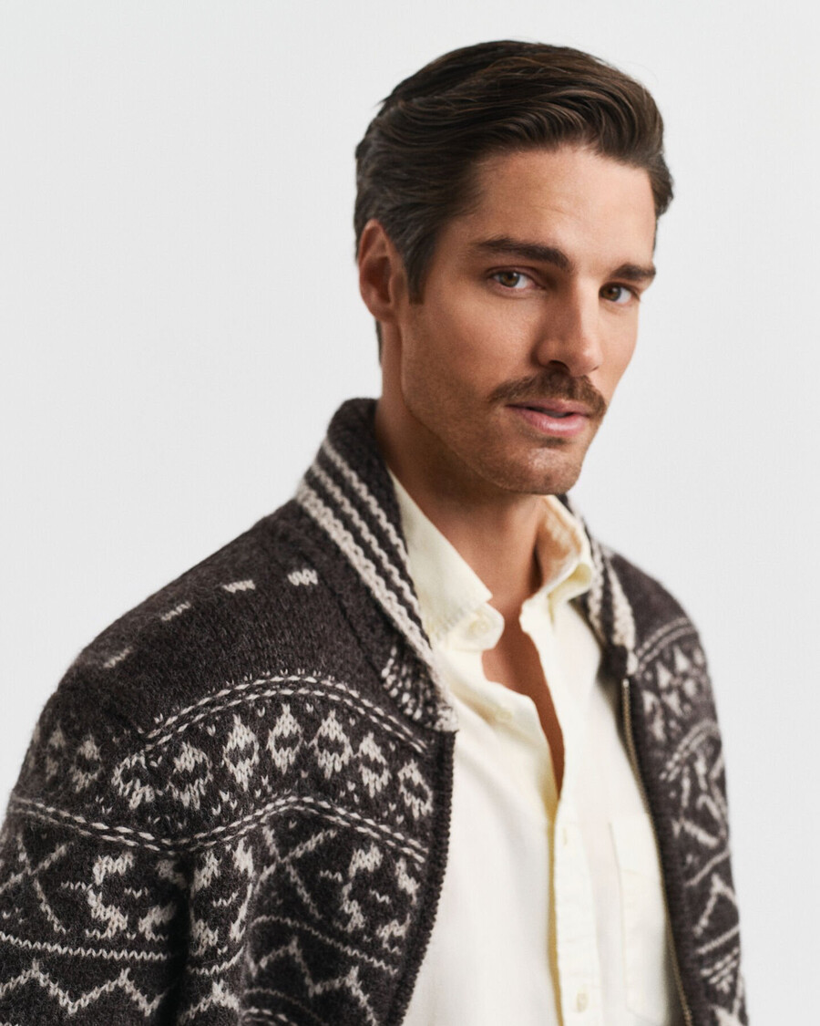 jacquard vest - bruin gemêleerd