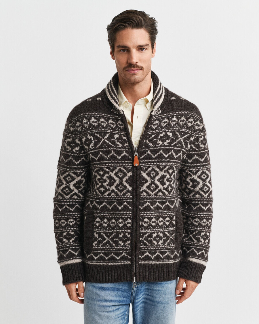 jacquard vest - bruin gemêleerd