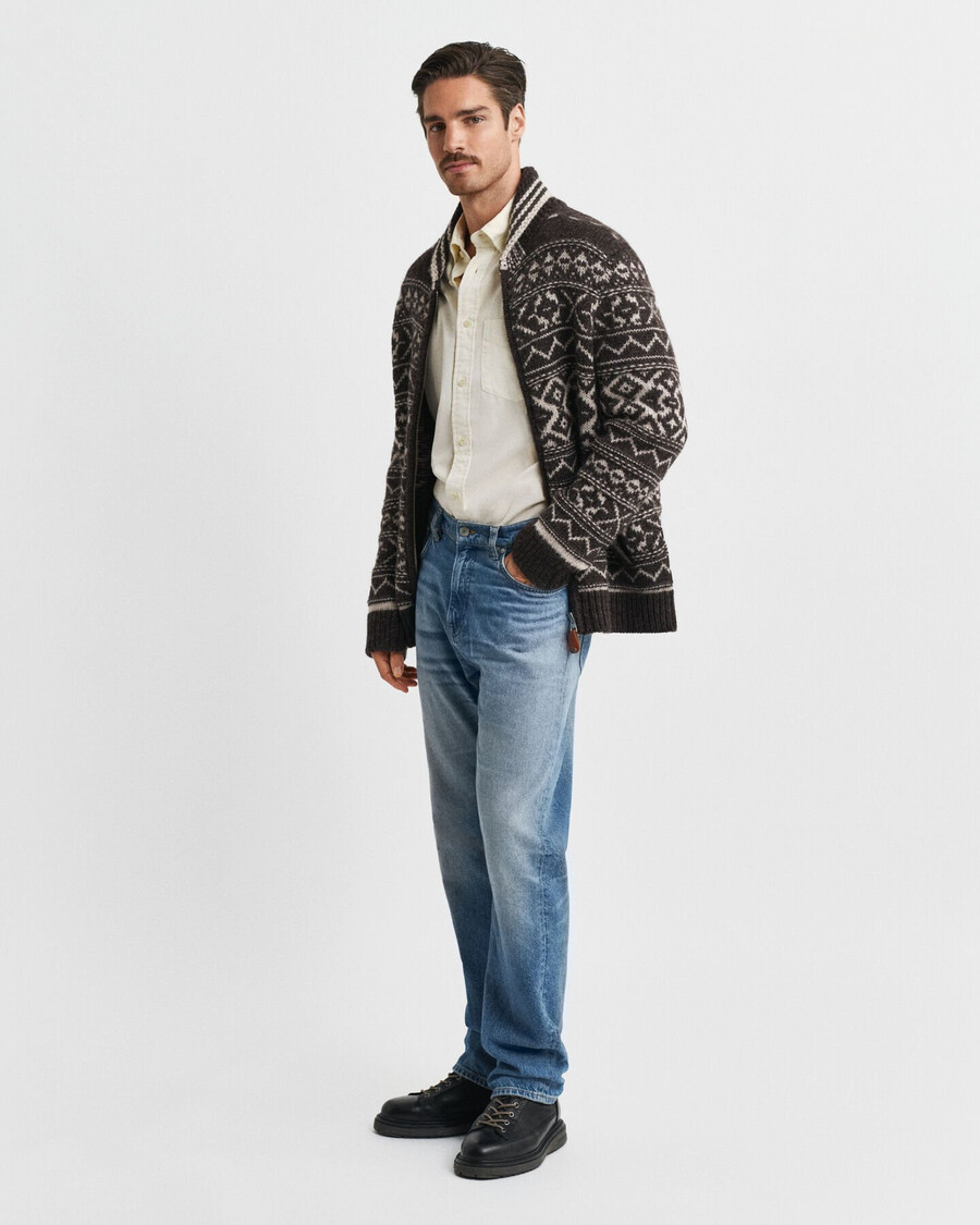 jacquard vest - bruin gemêleerd