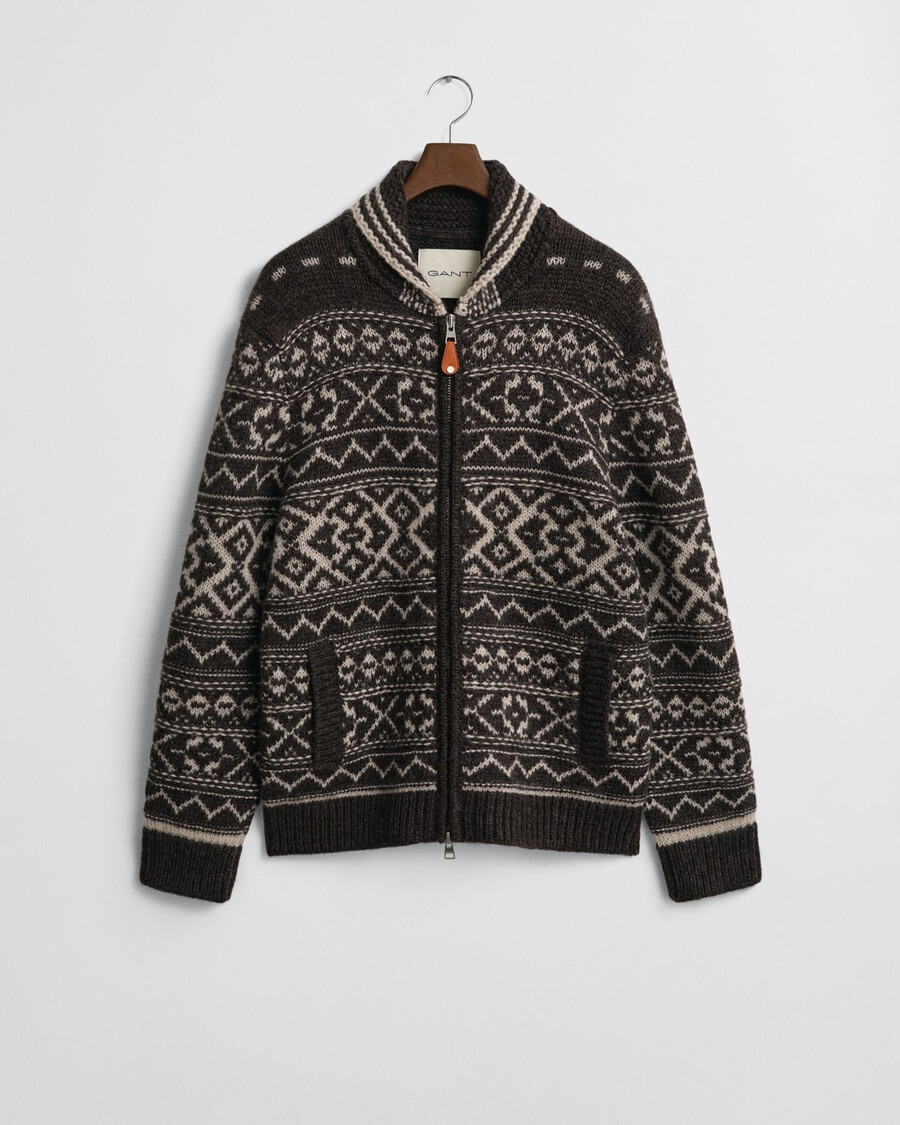jacquard vest - bruin gemêleerd