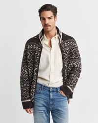 jacquard vest - bruin gemêleerd