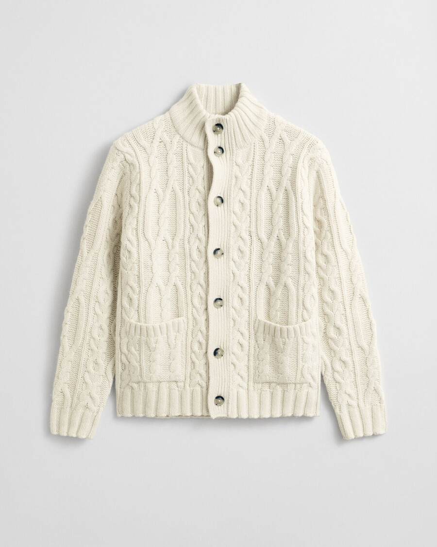 kabelgebreid vest - crème