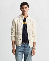 kabelgebreid vest - crème