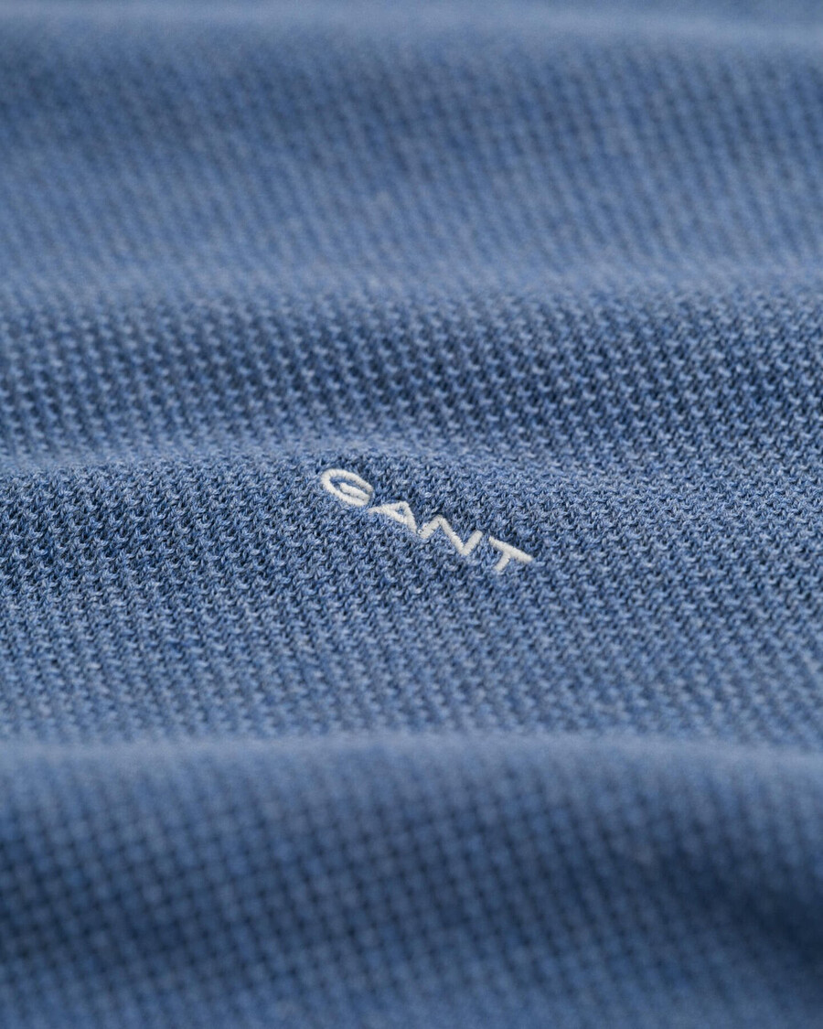 trui met ronde hals van katoenen piqué - denimblauw gemêleerd