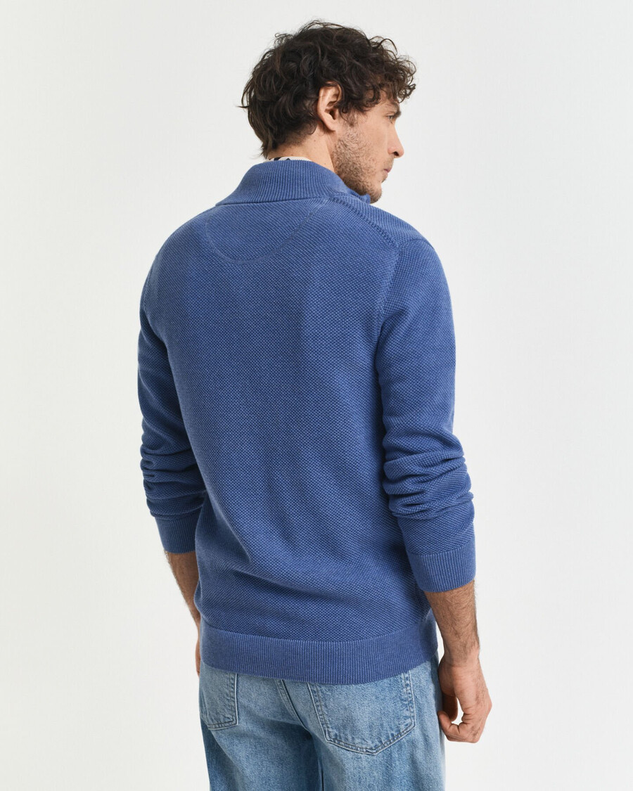 katoenen piqué vest met rits - denimblauw gemêleerd