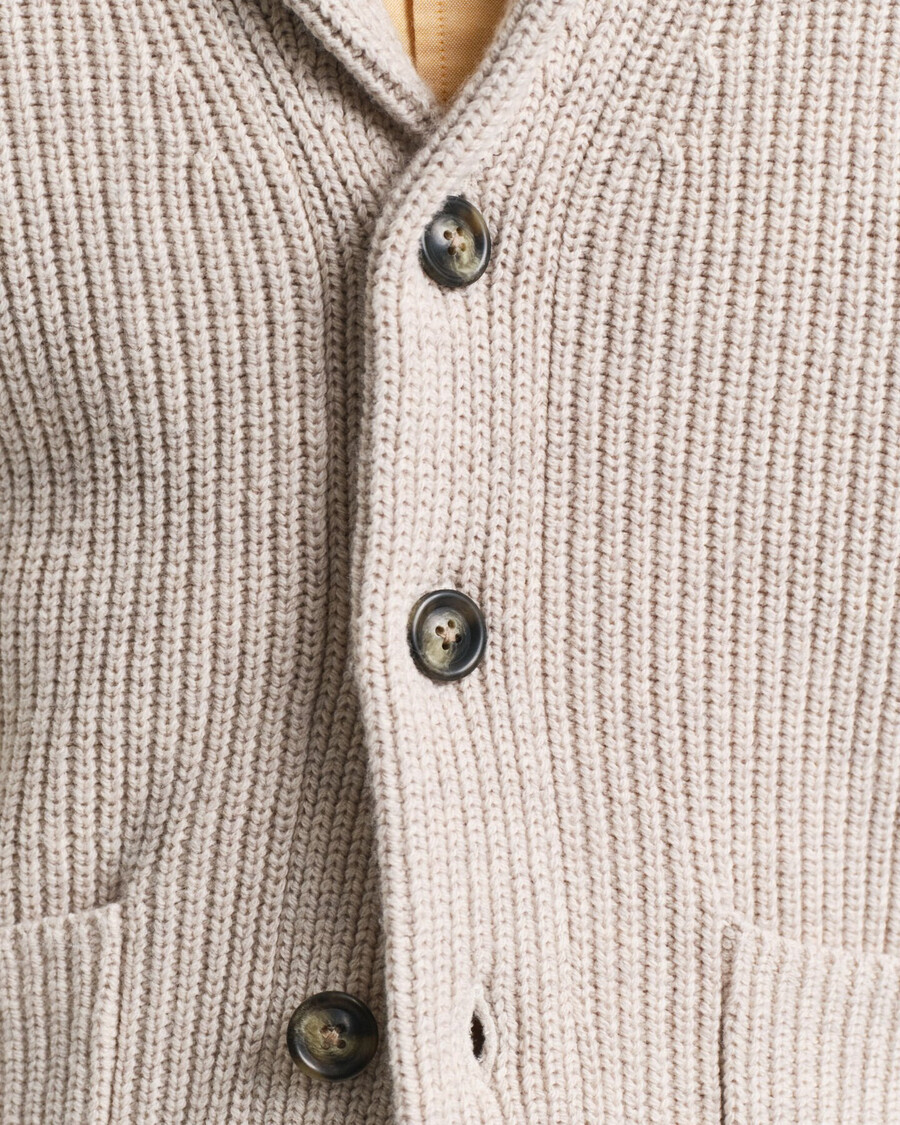 vest met sjaalkraag van wolmix - lichtbeige melange