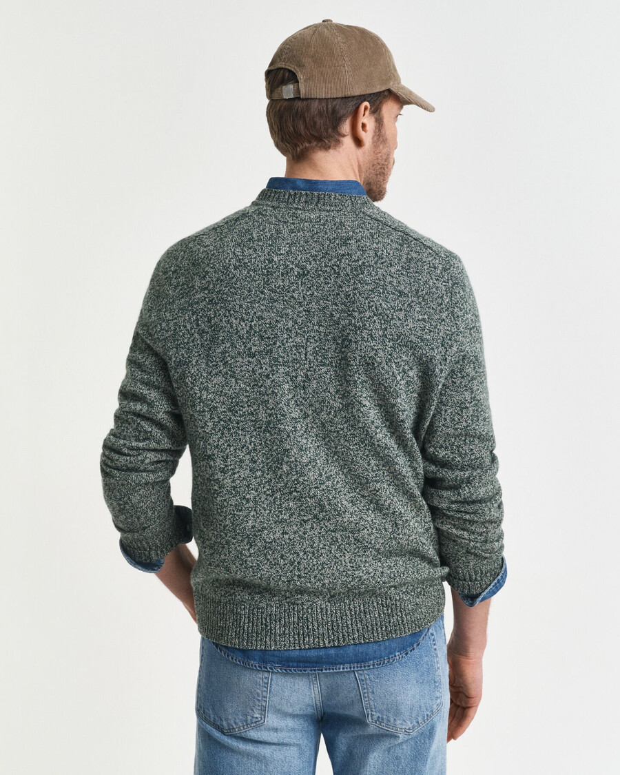 trui met ronde hals en plooien van wolmix - groen tartan