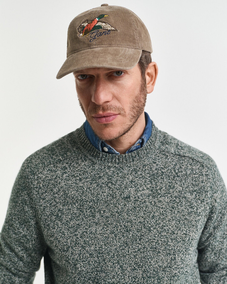 trui met ronde hals en plooien van wolmix - groen tartan