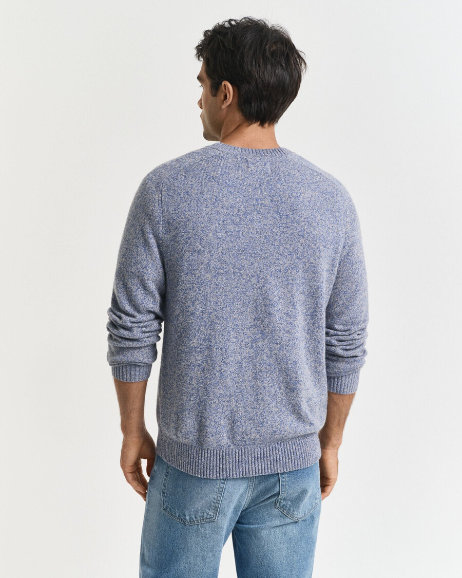 trui met ronde hals in wolmix-mousiné-stijl - denimblauw gemêleerd