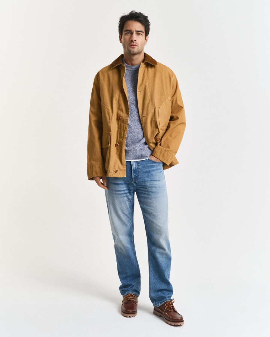 trui met ronde hals in wolmix-mousiné-stijl - denimblauw gemêleerd