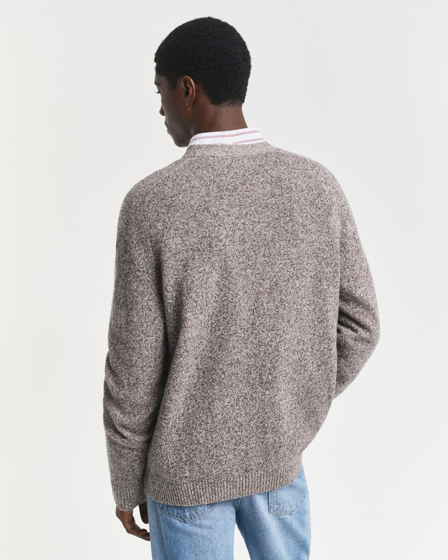 mouliné-vest van wolmix - bruine melange