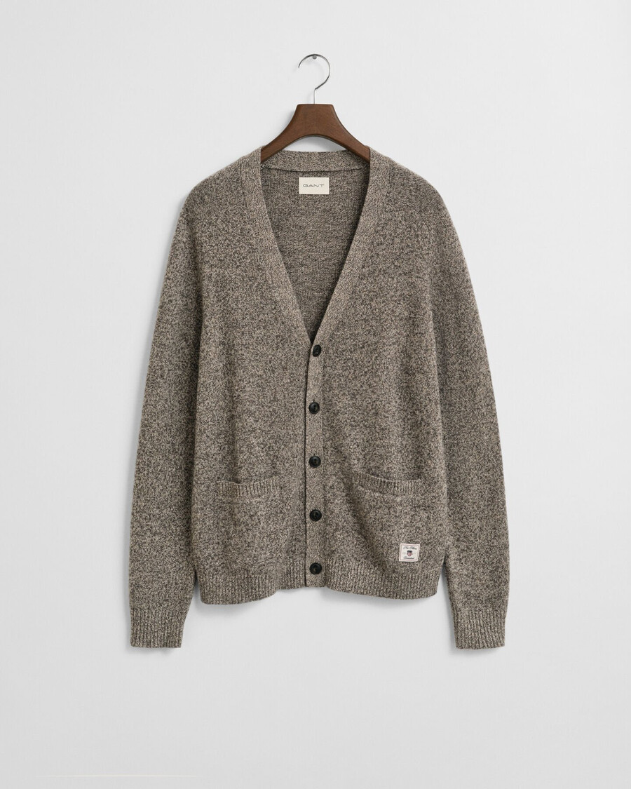 mouliné-vest van wolmix - bruine melange