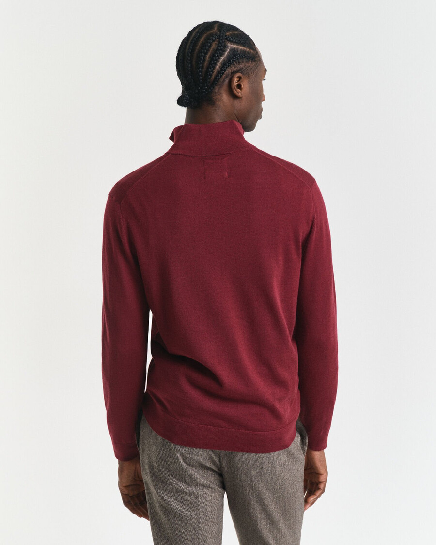 trui met halve rits van extra fijne merinowol - plumped red