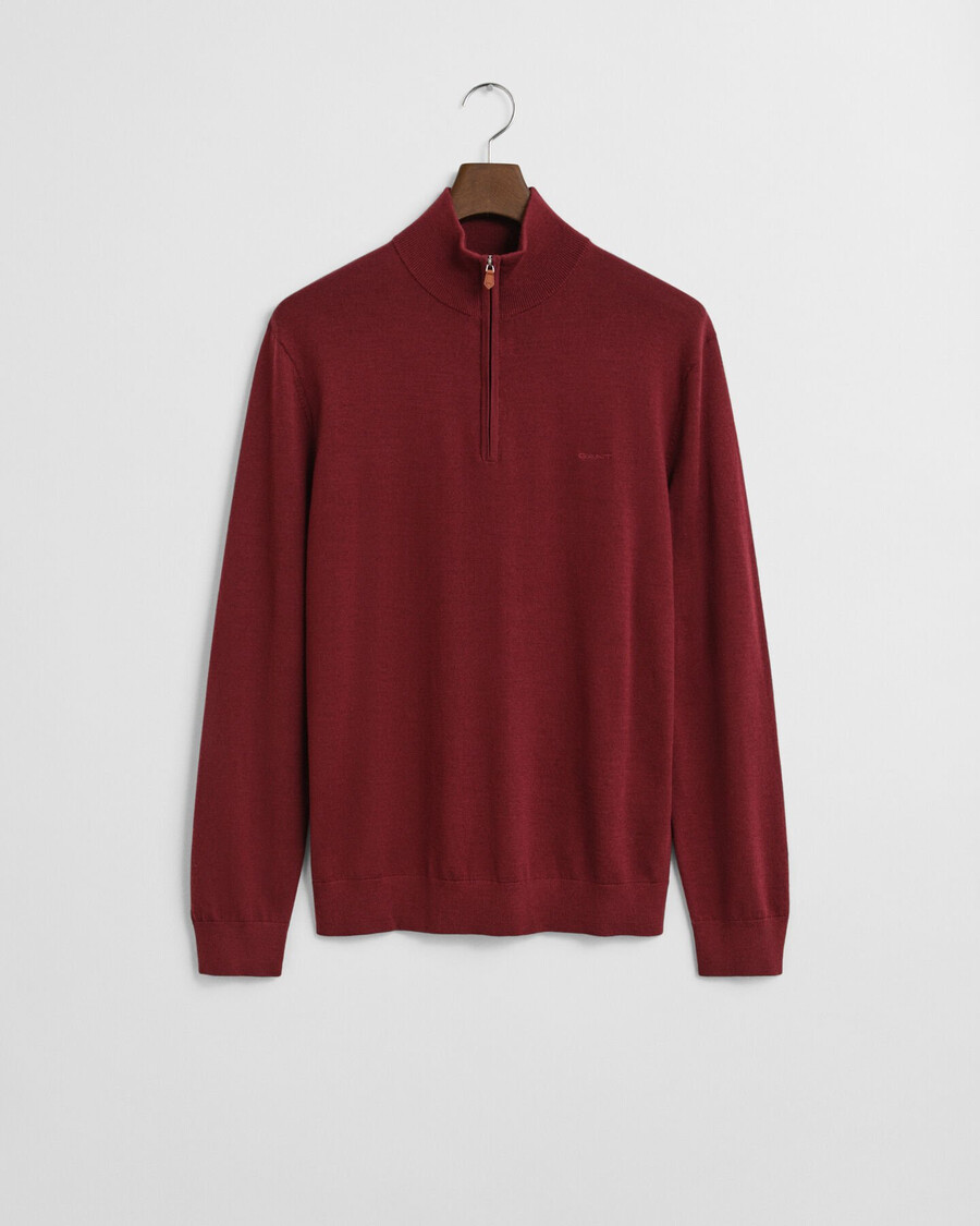 trui met halve rits van extra fijne merinowol - plumped red