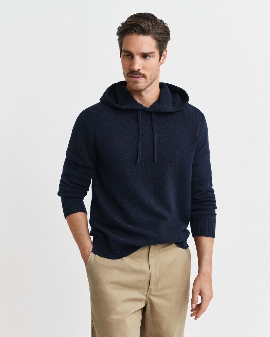 hoodie van kasjmierblend - avondblauw