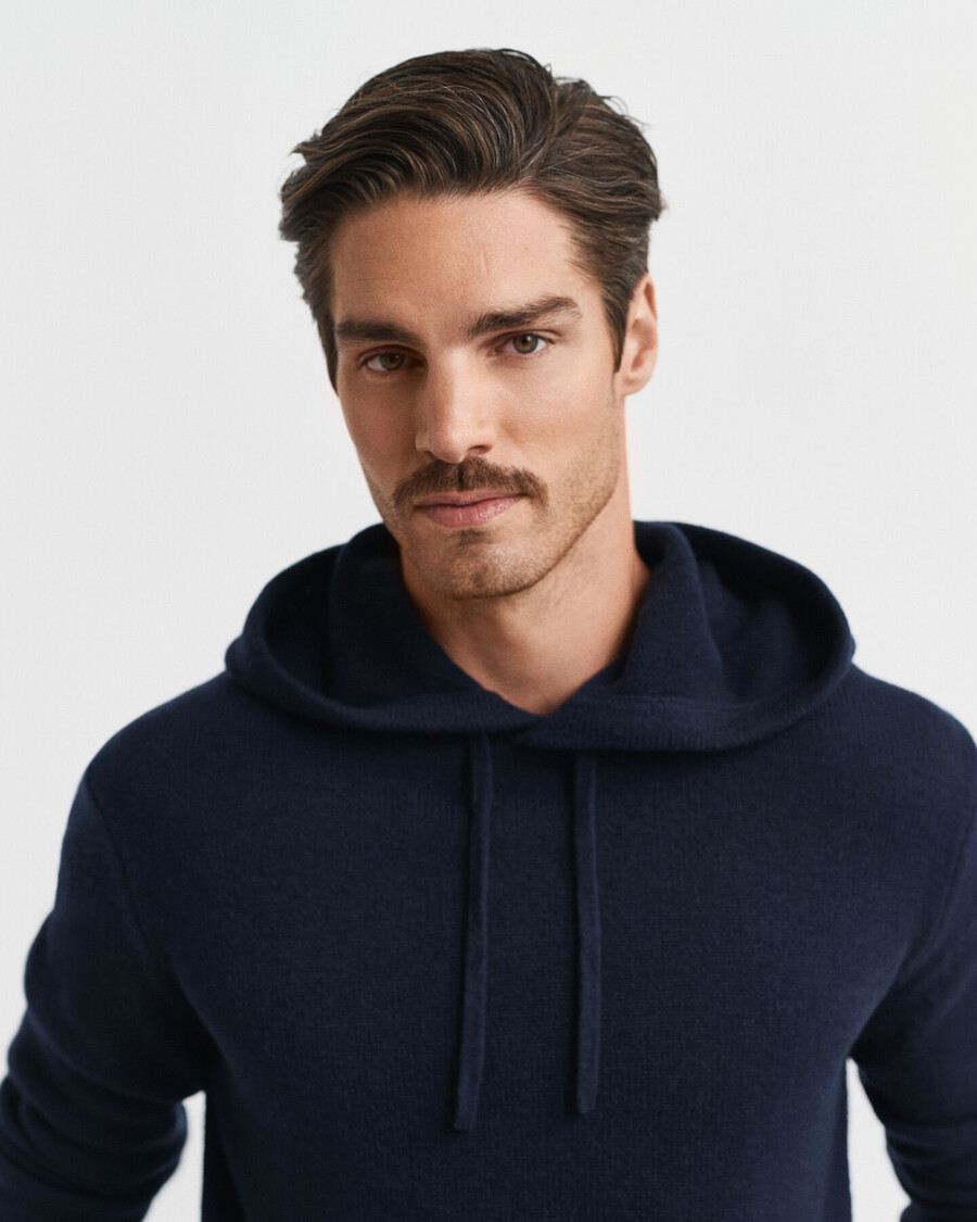 hoodie van kasjmierblend - avondblauw
