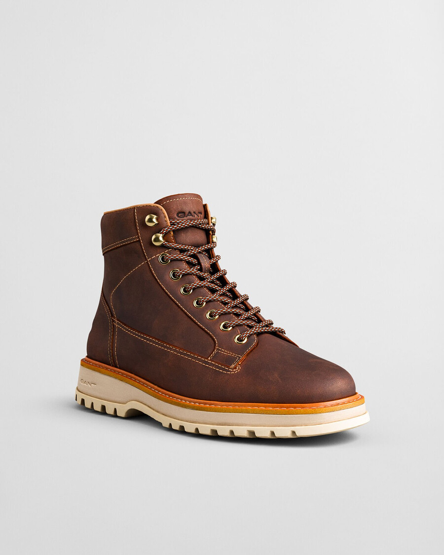 clafton leren veterschoenen - whiskeybruin