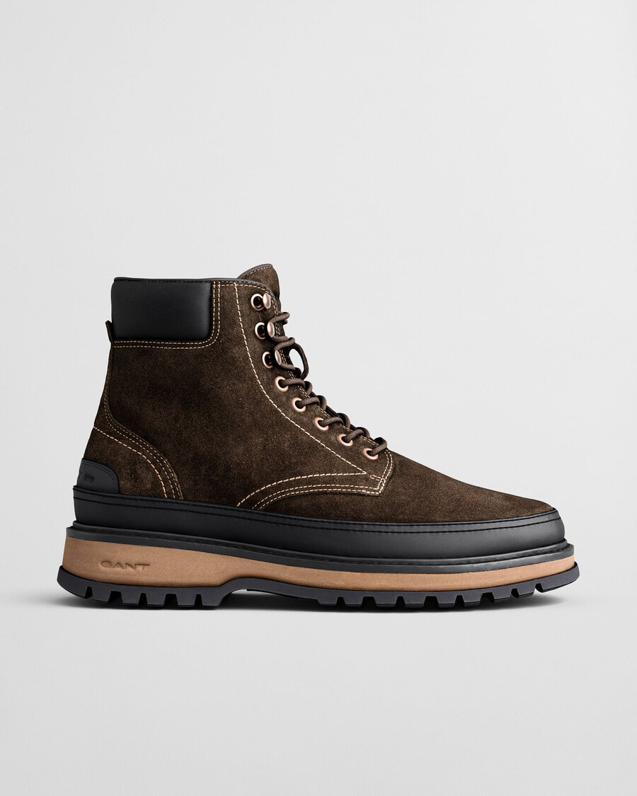clafton suède veterschoenen - donkerbruin