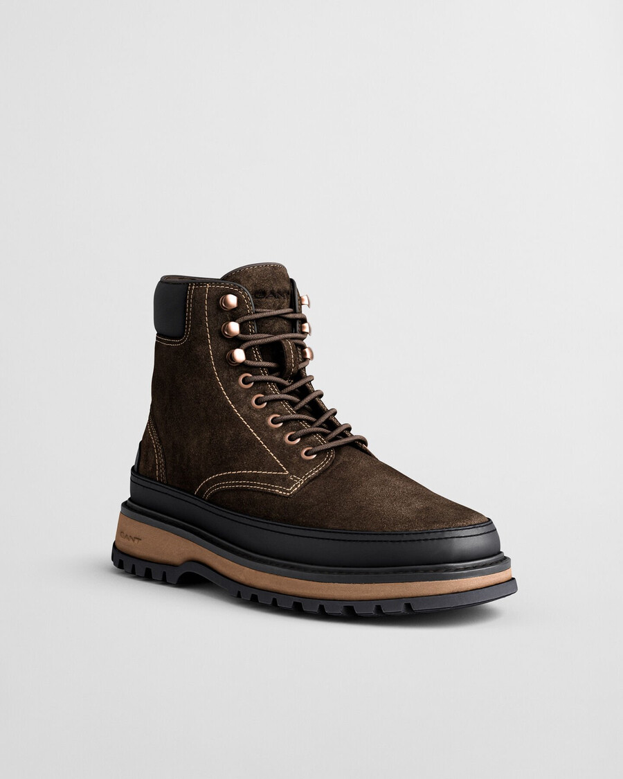 clafton suède veterschoenen - donkerbruin