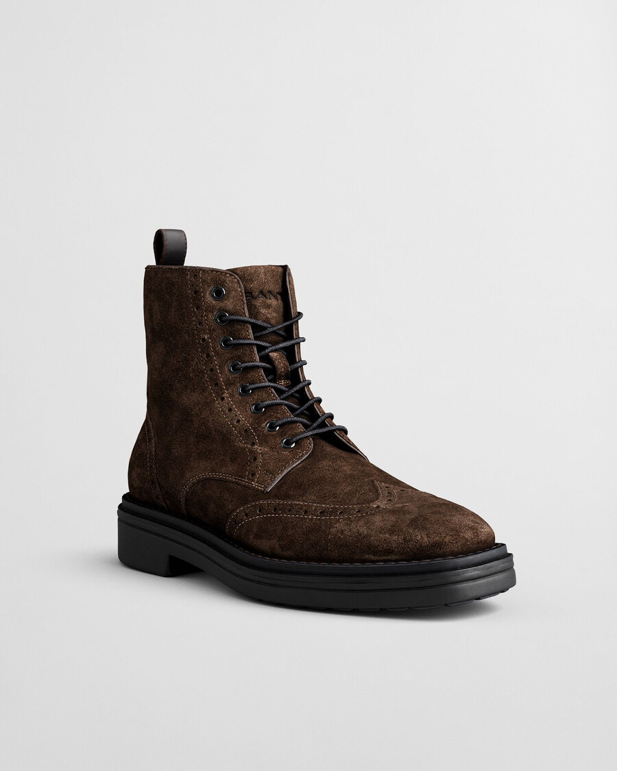 boggar suède brogue veterschoenen - donkerbruin