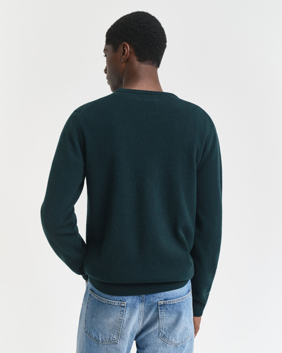 superfijne lamswollen trui met ronde hals - groen tartan