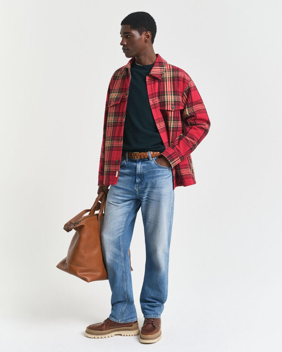 superfijne lamswollen trui met ronde hals - groen tartan