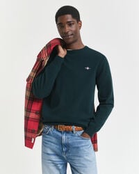 superfijne lamswollen trui met ronde hals - groen tartan