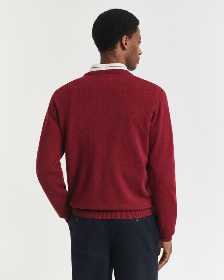 superfijne lamswollen trui met ronde hals - vol en rood