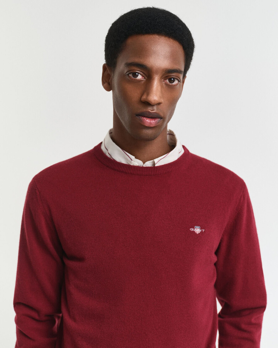 superfijne lamswollen trui met ronde hals - vol en rood