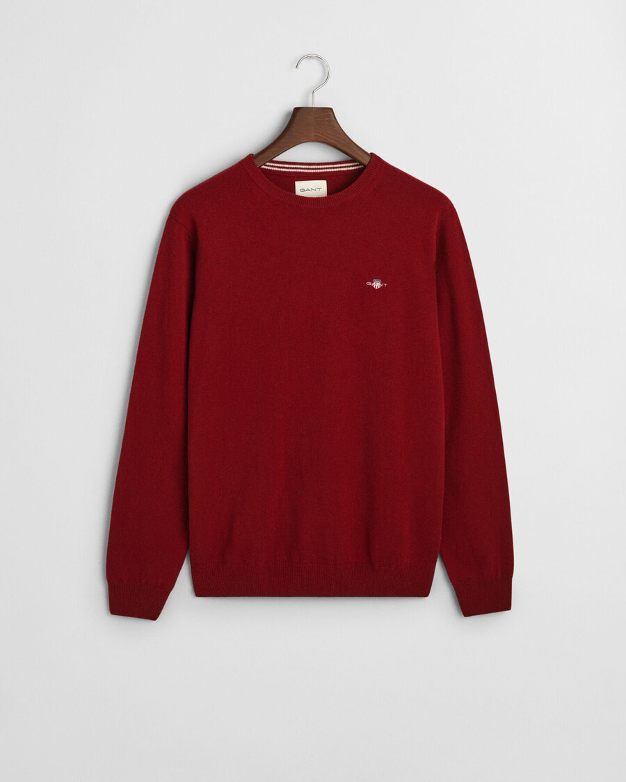 superfijne lamswollen trui met ronde hals - vol en rood
