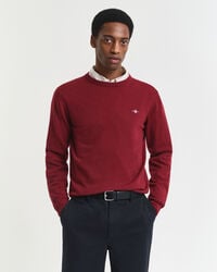 superfijne lamswollen trui met ronde hals - vol en rood