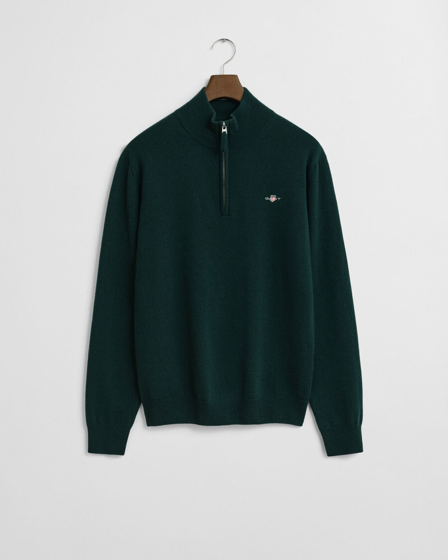 superfijne lamswollen trui met halve rits - tartan groen