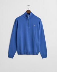 superfijne lamswollen trui met halve rits - perfect blauw