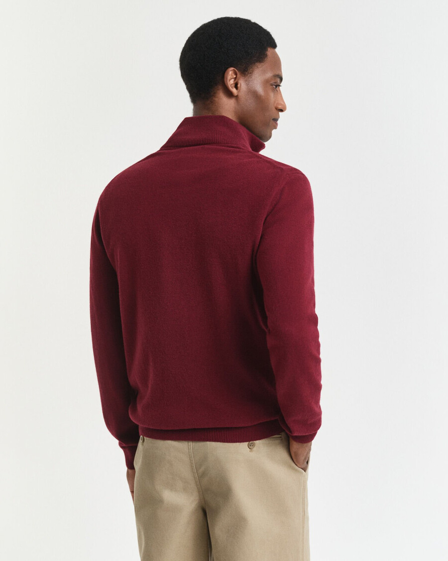 superfijne lamswollen trui met halve rits - plumped red