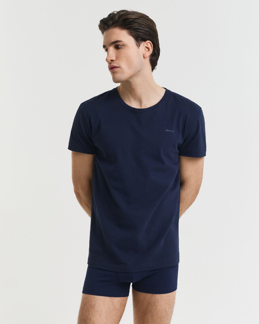 set van 2 t-shirts met ronde hals - marineblauw wit