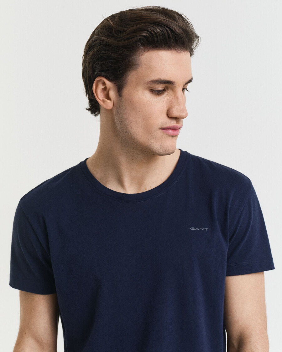 set van 2 t-shirts met ronde hals - marineblauw wit