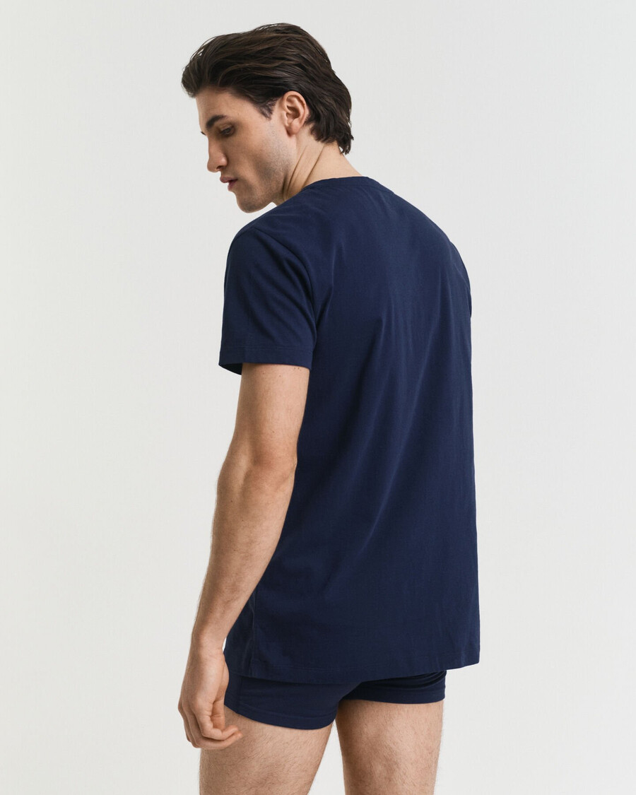 set van 2 v-hals t-shirts - marineblauw wit