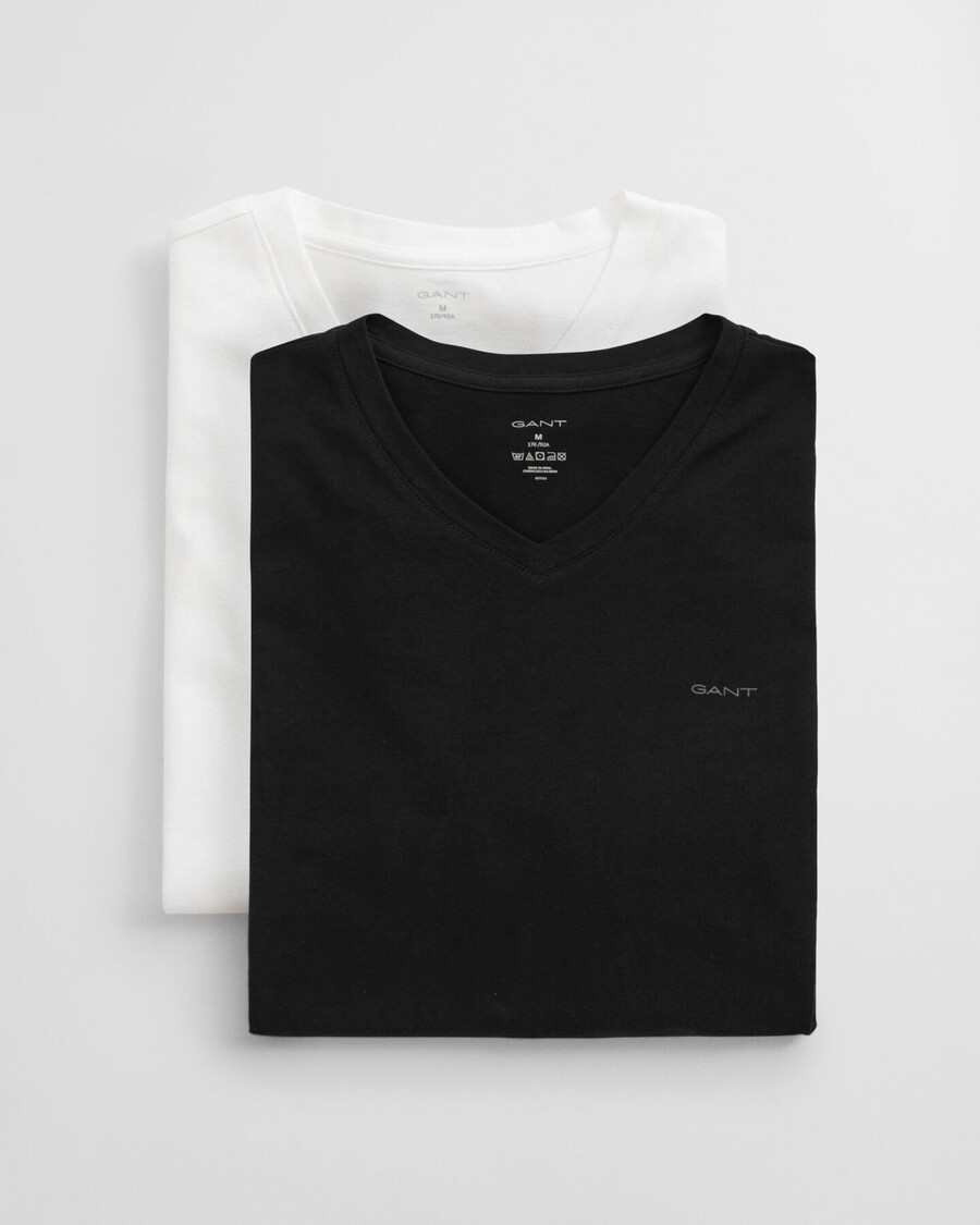 set van 2 v-hals t-shirts - zwartwit