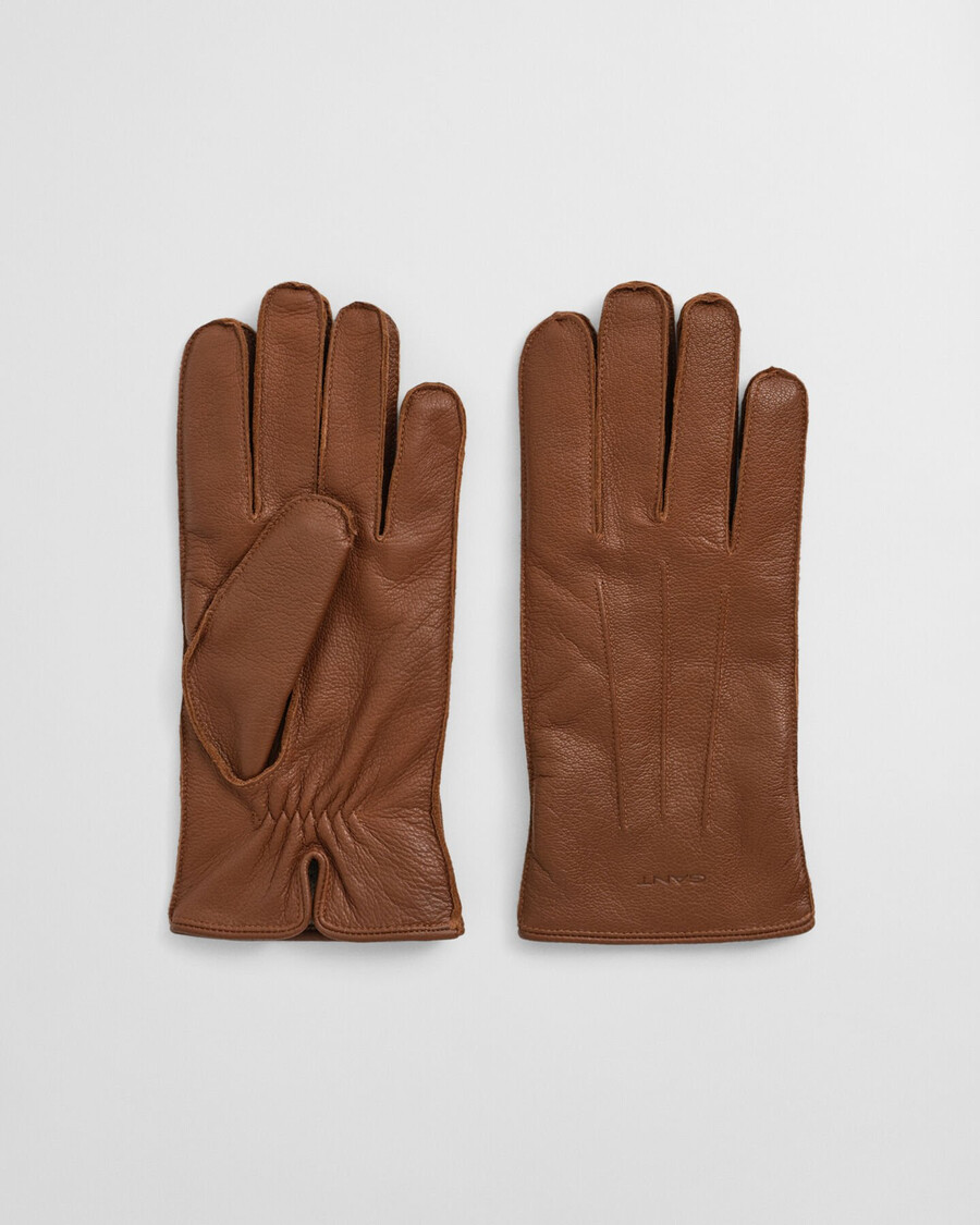 kasjmier gevoerde leren handschoenen - cognac