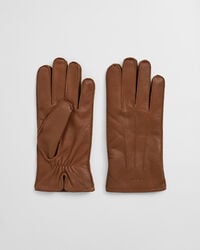 kasjmier gevoerde leren handschoenen - cognac