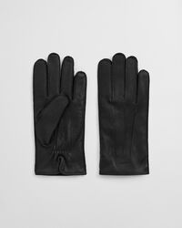 kasjmier gevoerde leren handschoenen - zwart