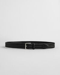 gevlochten elastische leren riem - zwart