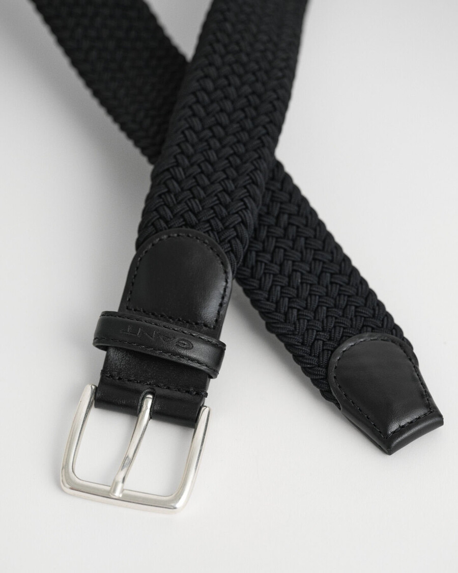 gevlochten elastische riem - zwart
